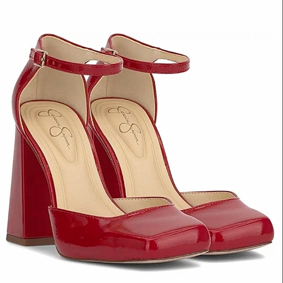 New w/Box Jessica Simpson Lollah Pearlized Vegan Patent Leather Block Heel Pumps - Picture 8 of 8